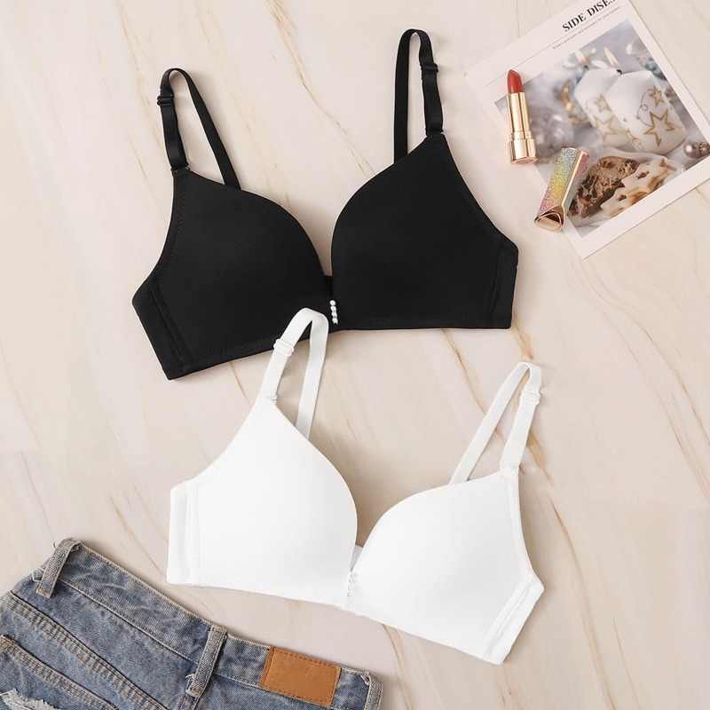 

Adjustable Strap Bra Set 2pack, Black and white