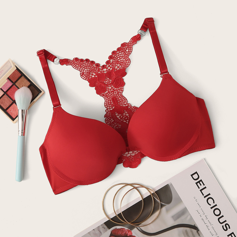 

Crochets Back Push Up Bra, Burgundy