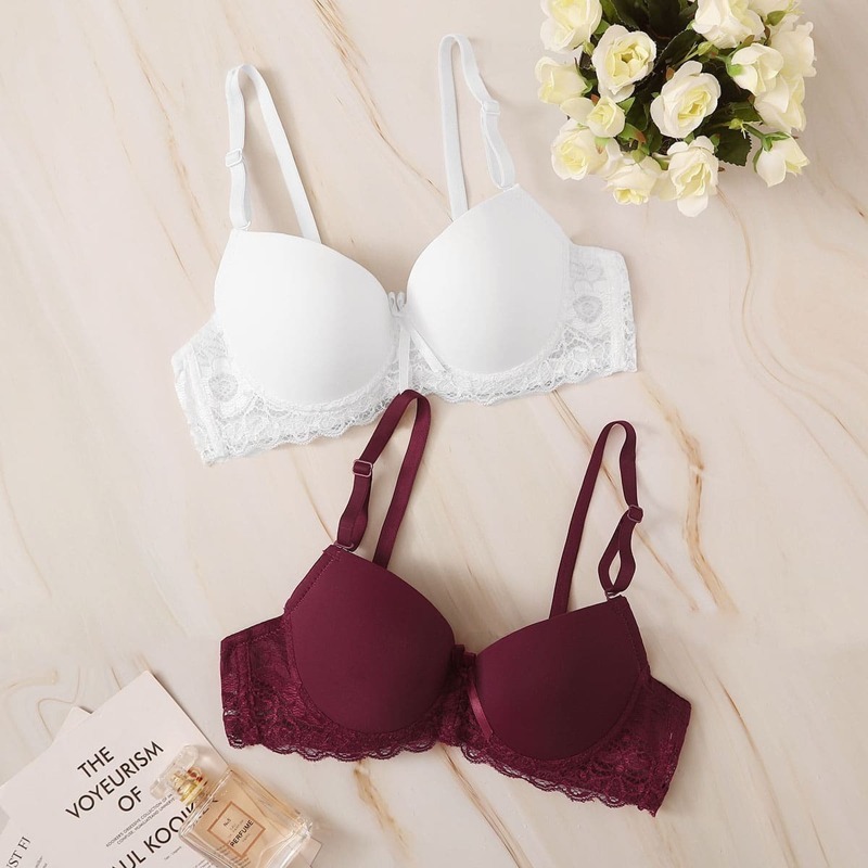 

Floral Lace Underwire Bra Set 2pack, Multicolor