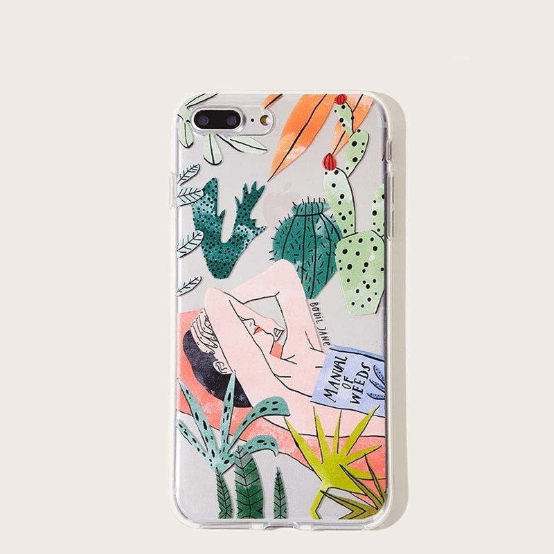 

Summer Girl & Cactus Print Clear iPhone Case