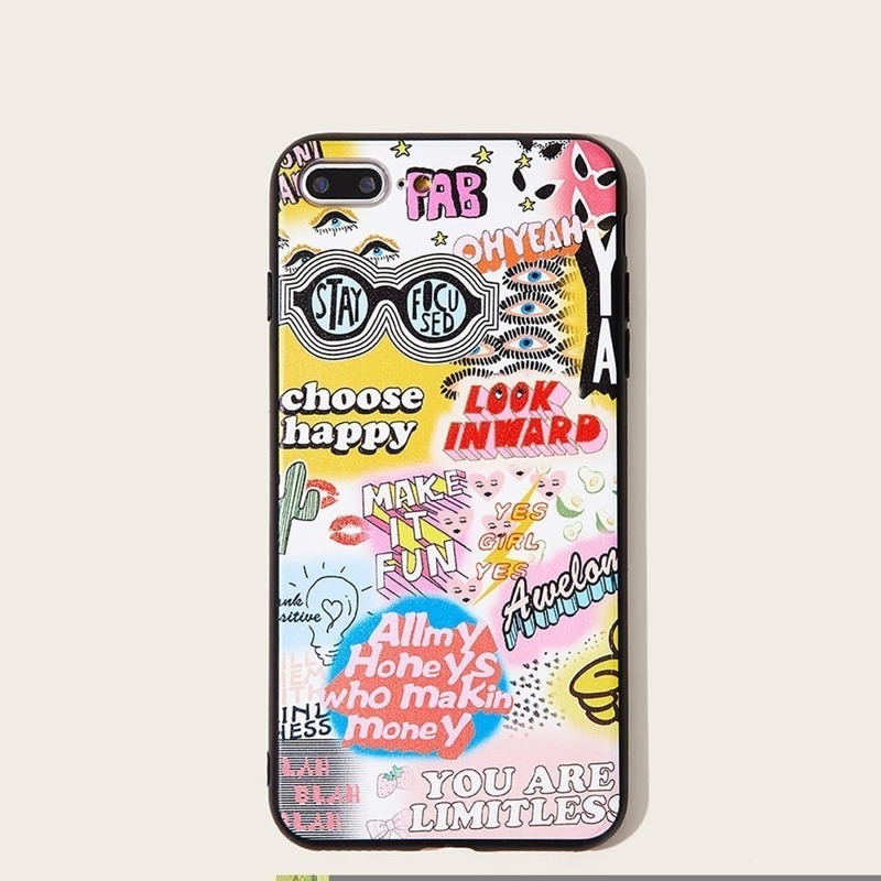 

Mixed Slogan Print iPhone Case