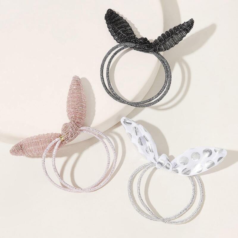 

Rabbit Ear Detail Hair Tie 3pcs, Multicolor