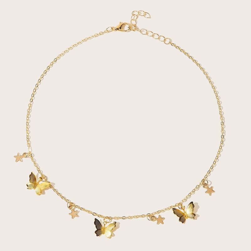 

Butterfly & Star Decor Chain Necklace, Gold
