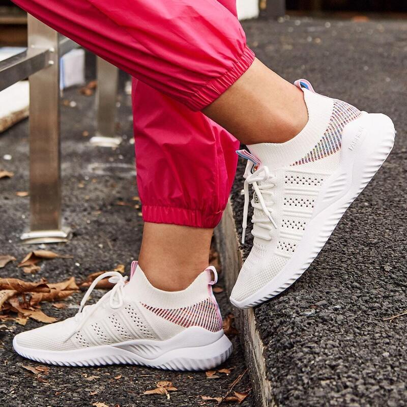 

Lace-up Front Mesh Sneakers, White