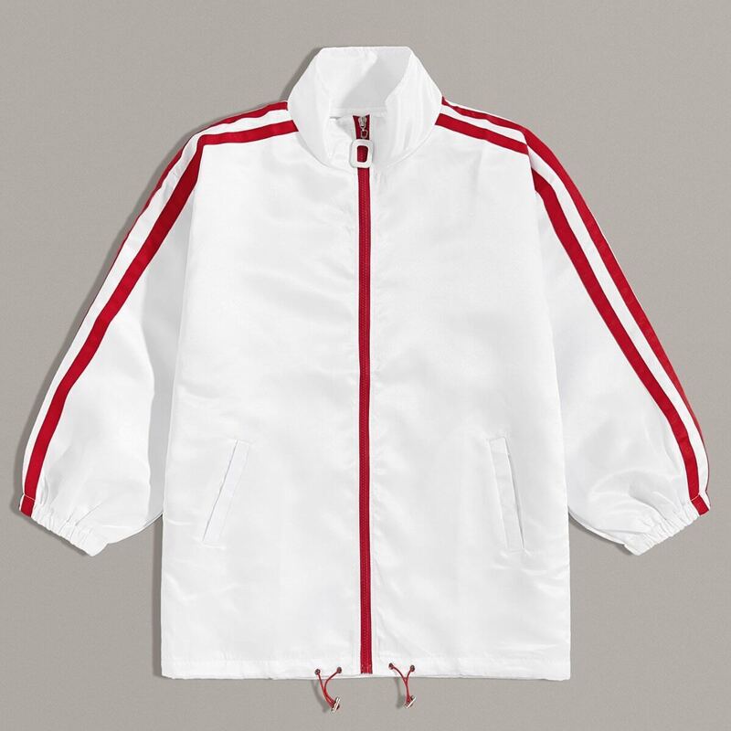 

Guys Contrast Tape Windbreaker Jacket, White