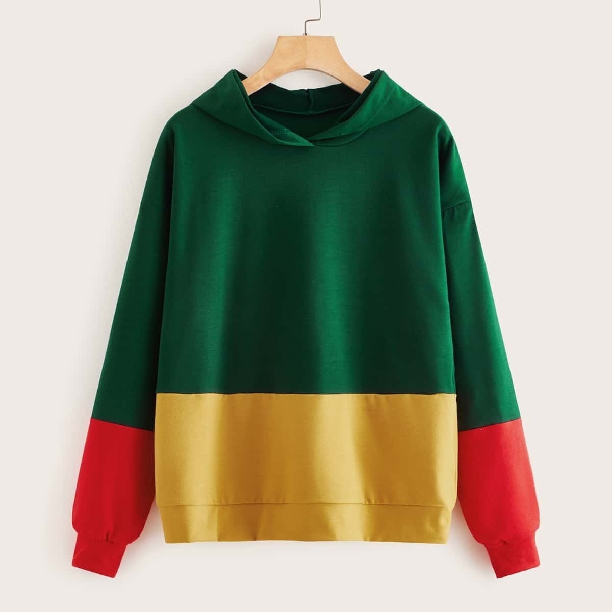 

Colorblock Drop Shoulder Hoodie, Multicolor