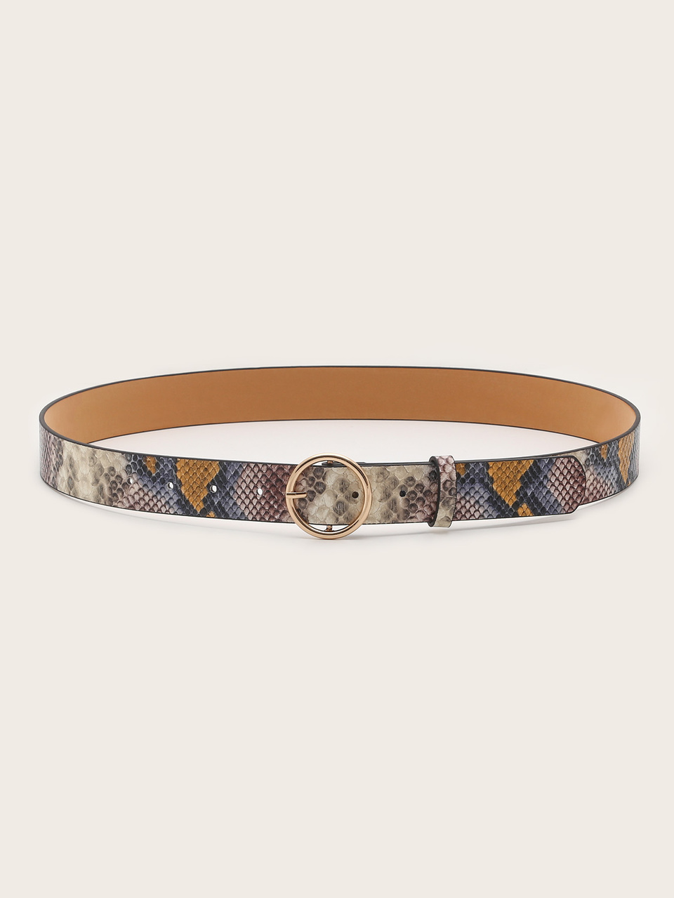 Snakeskin Pattern O-Ring Buckle Belt Street Halloween Summer, School Fall, Autumn, Halloween