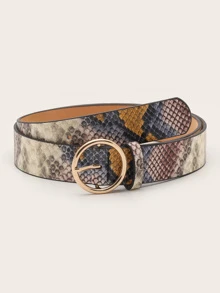 Snakeskin Pattern O-Ring Buckle Belt Street Halloween Summer, School Fall, Autumn, Halloween - Multicolor - View 1