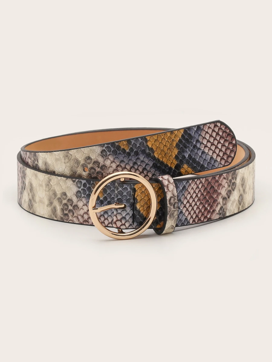 Snakeskin Pattern O-Ring Buckle Belt Street Halloween Summer, School Fall, Autumn, Halloween - Multicolor - View 1