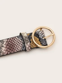 Snakeskin Pattern O-Ring Buckle Belt Street Halloween Summer, School Fall, Autumn, Halloween - Multicolor - View 3