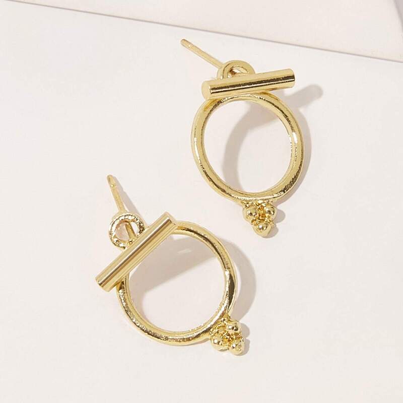 

Bar Decor Round Drop Earrings 1pair, Gold