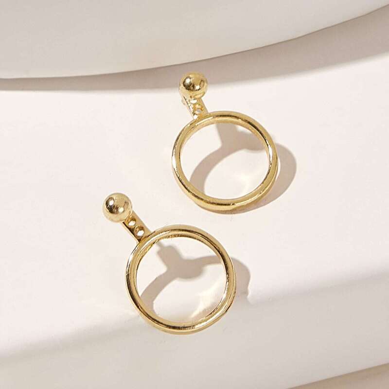 

Simple Hoop Drop Earrings 1pair, Gold