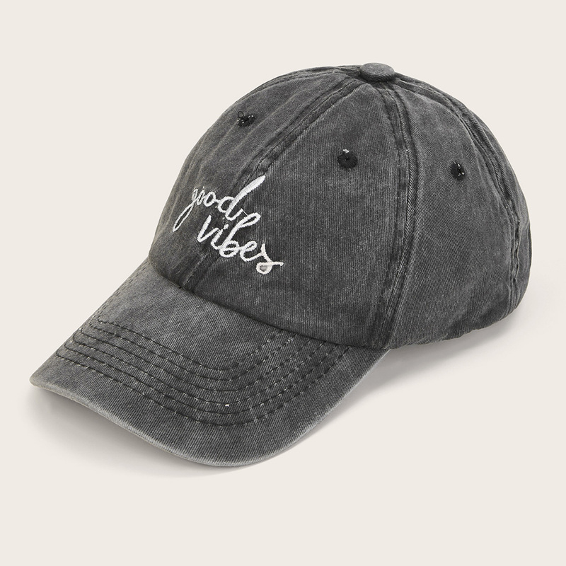 

Slogan Embroidery Baseball Cap, Black