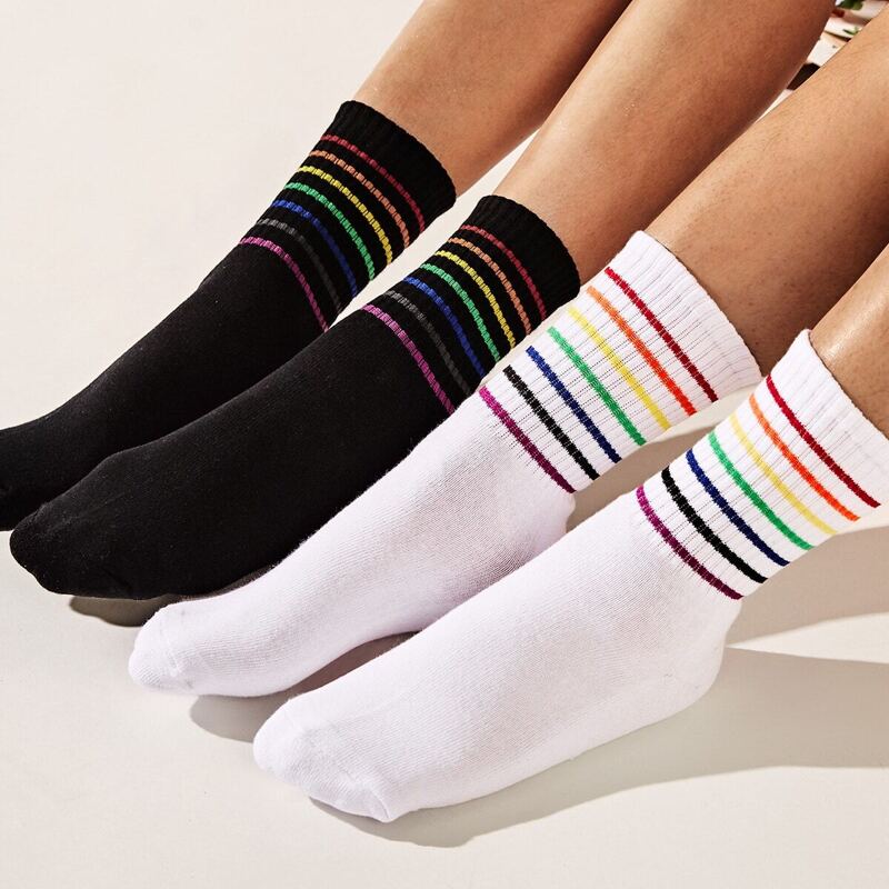 

Striped Pattern Socks 2pairs, Multicolor