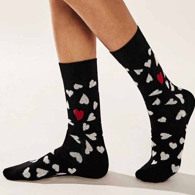 

Heart Pattern Socks 1pair, Multicolor