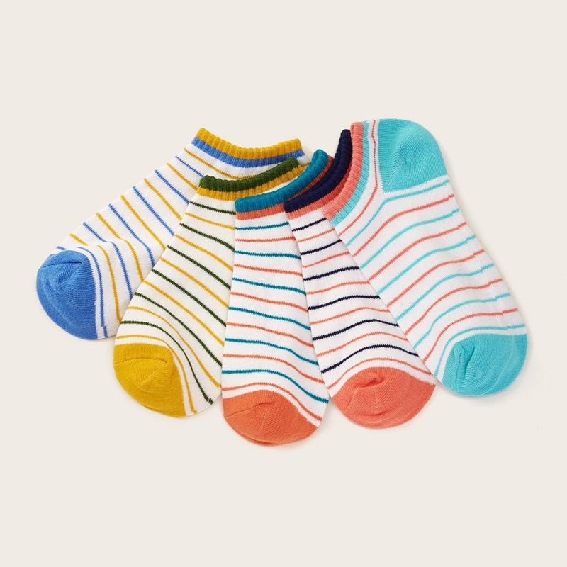 

Striped Pattern Ankle Socks 5pairs, Multicolor