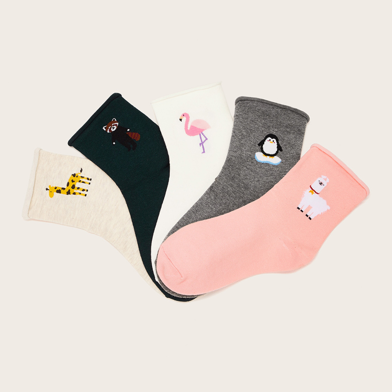 

Animal Pattern Socks 5pairs, Multicolor