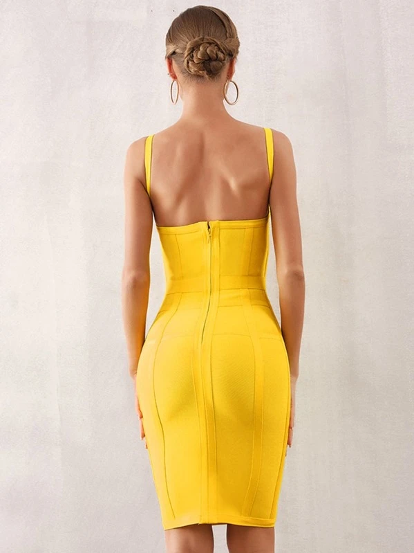 neon yellow bandage dress