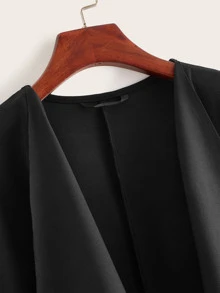 SHEIN Waterfall Collar Asymmetrical Hem Coat With Belt - Black - View 4