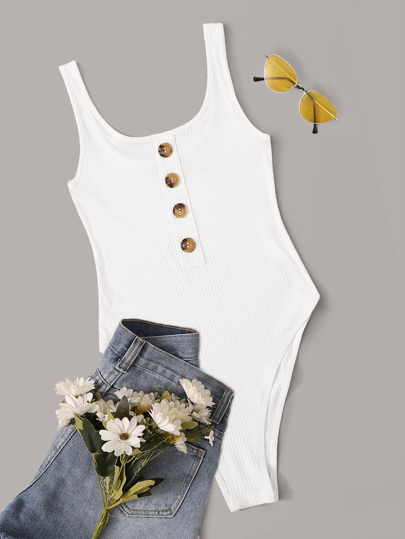 Body côtelé avec boutons