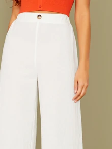 Modelyn Elastic Waist Palazzo Trousers - White - View 4