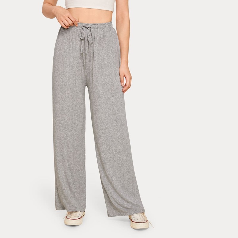 

Drawstring Waist Wide Leg Pants, Grey