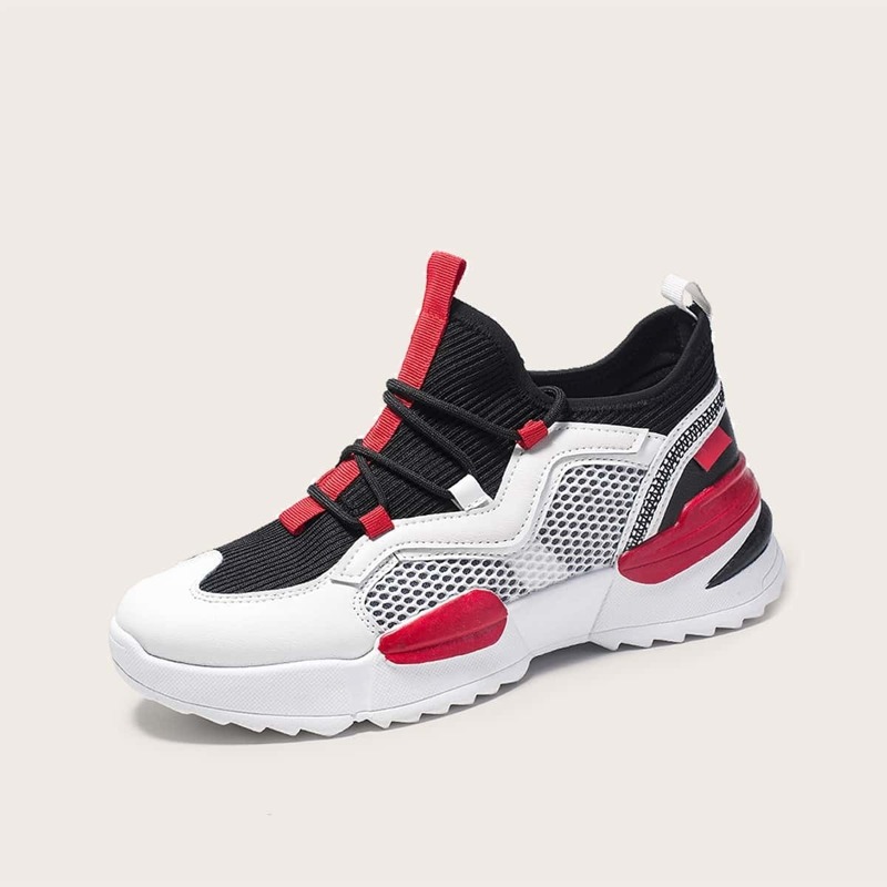 

Guys Lace-up Front Mesh Panel Trainers, Multicolor