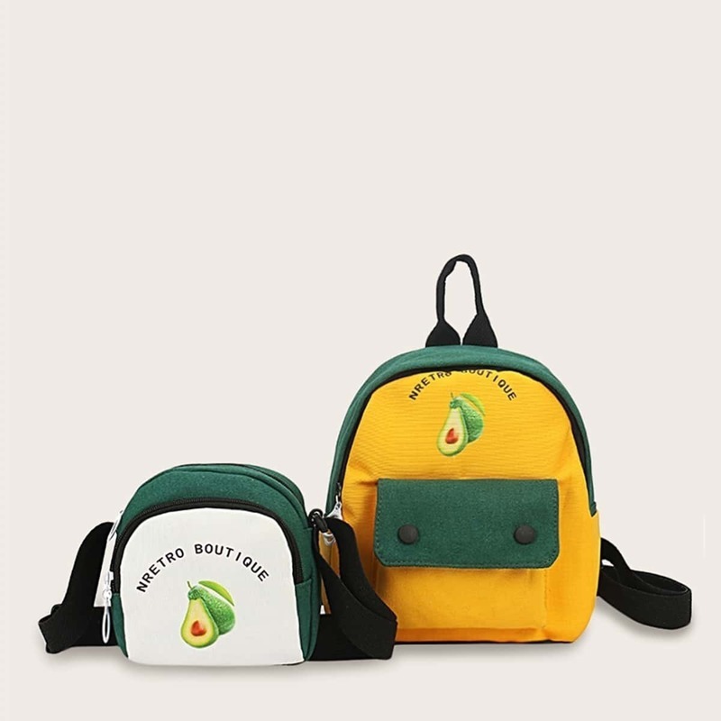

Avocado Print Backpack With Crossbody Bag, Multicolor