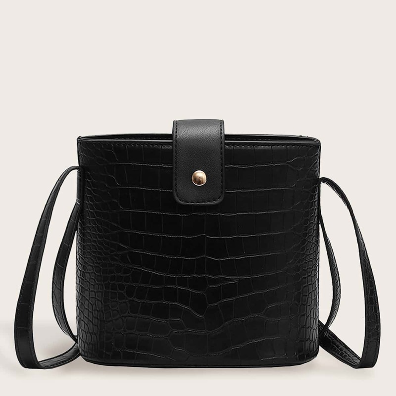 

Croc Embossed Crossbody Bag, Black