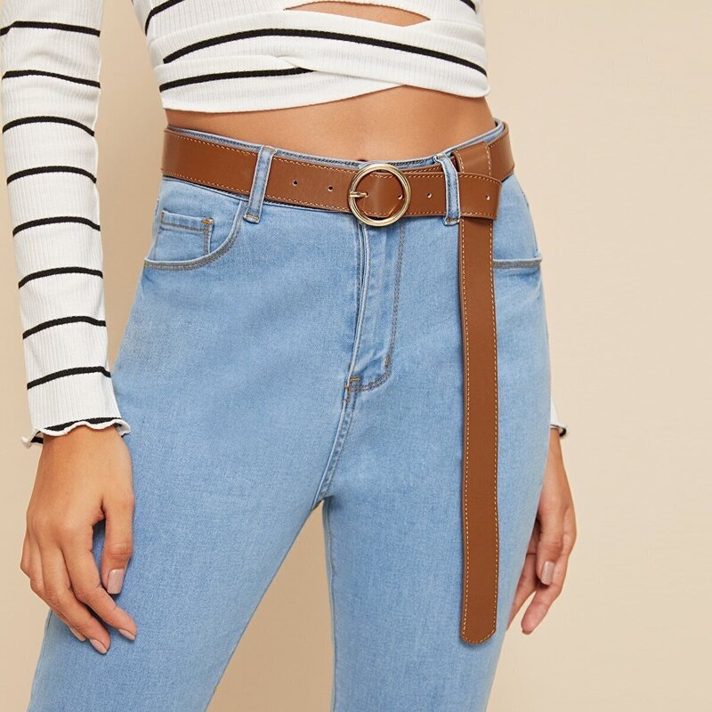 

Knot Decor Skinny Belt, Brown