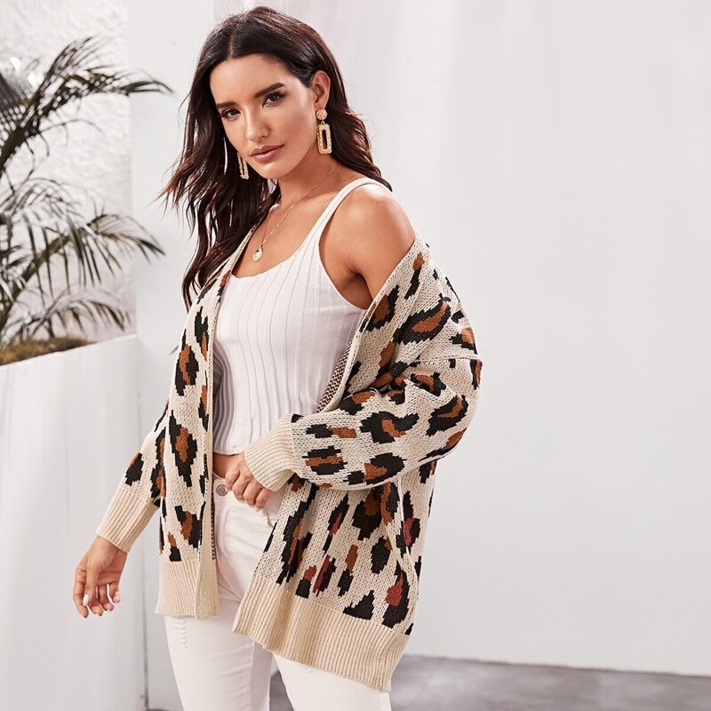 

Leopard Drop Shoulder Cardigan, Multicolor