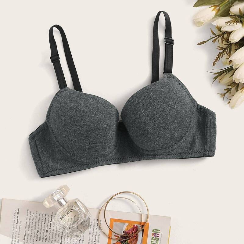 

Adjustable Strap Push Up Underwire Bra, Grey