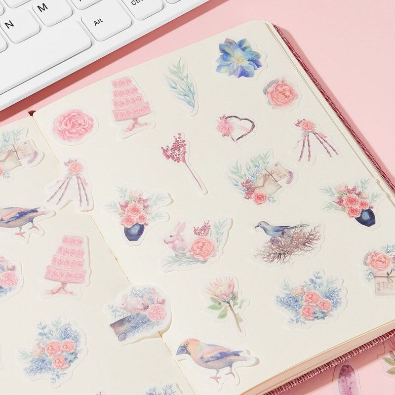 

Floral & Bird Print Sticker 40pcs