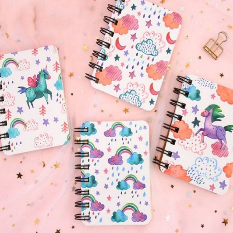

Portable Unicorn Print Cover Spiral Notebook 1pc