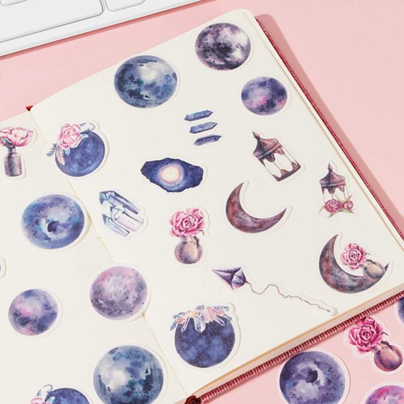 

Planet & Flower Print Sticker 40pcs