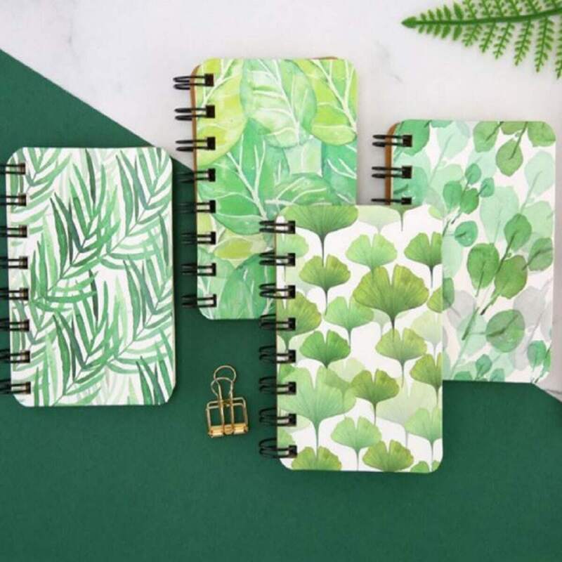 

Portable Plant Leaf Print Cover Spiral Notebook 1pc
