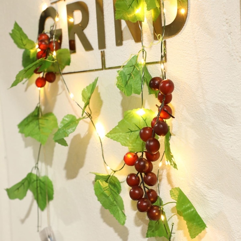 

20pcs Bulb Grapevine & Grape Decor String Light 2M, Multicolor