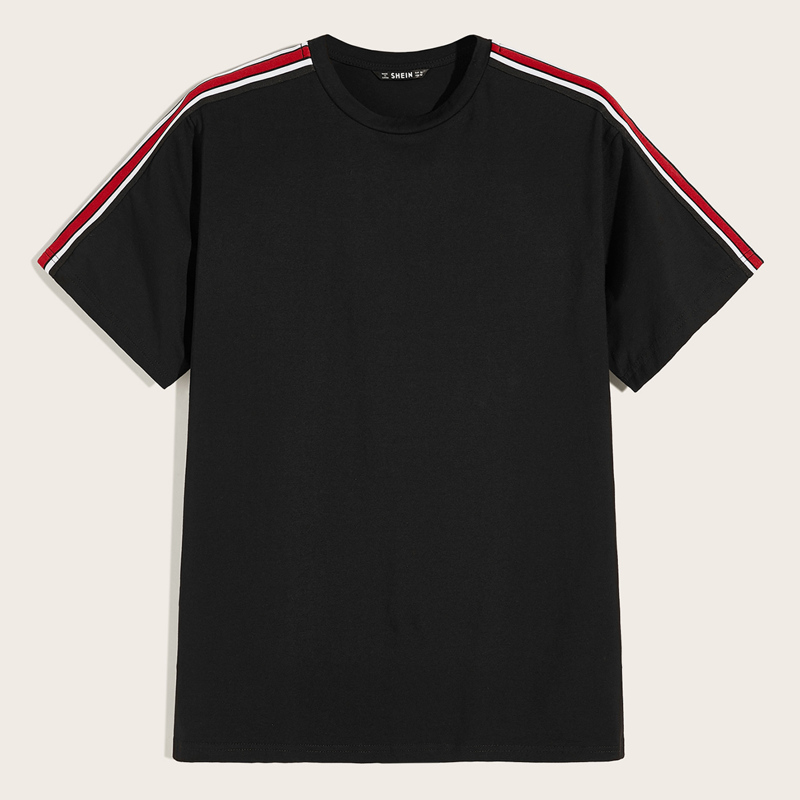 

Guys Drop Shoulder Tape Side Top, Black