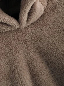 SHEIN Drop Shoulder Fuzzy Ear Teddy Hoodie