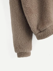 SHEIN Drop Shoulder Fuzzy Ear Teddy Hoodie