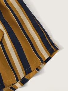 SHEIN Conjunto top tubo tejido de canalé con botón delantero con shorts con cinturón de cintura con volante - Multicolor - Ver 4