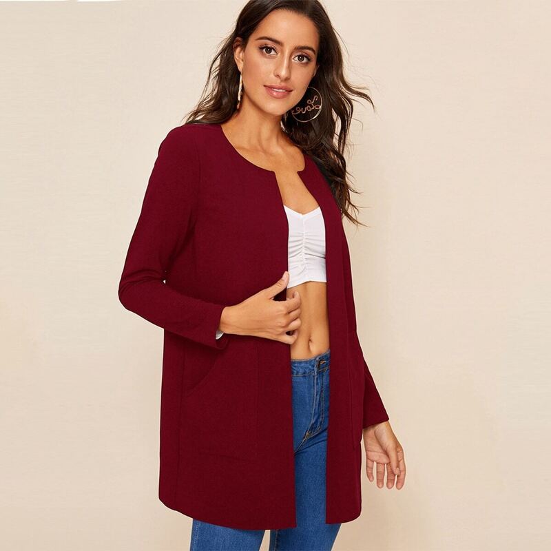 

Pocket Side Solid Coat, Burgundy