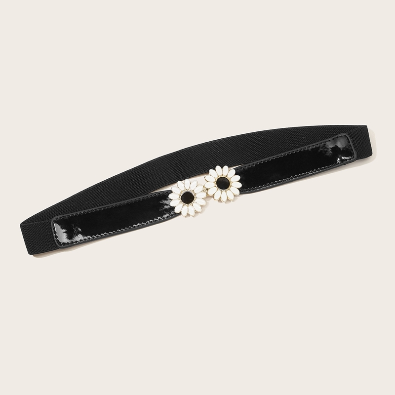 

Flower Decor Waist Belt, Black