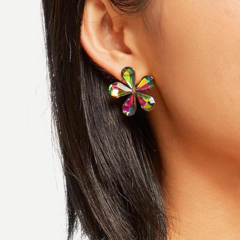 

Ombre Flower Design Stud Earrings 1pair, Multicolor
