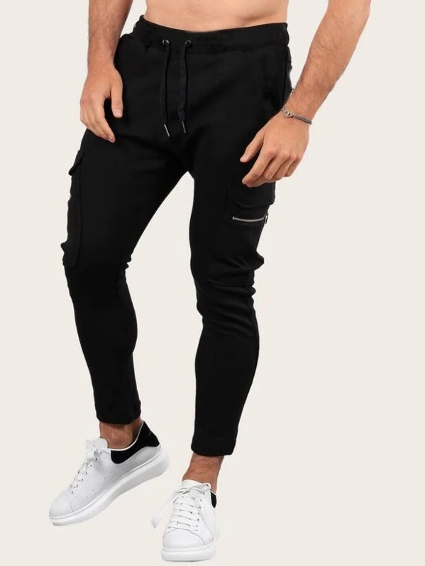 mens cargo pants with zipper side pockets