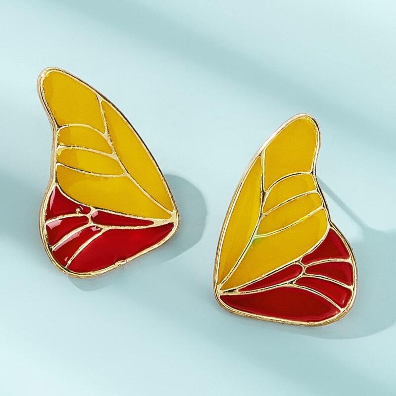 

Colorblock Butterfly Wing Stud Earrings 1pair, Multicolor