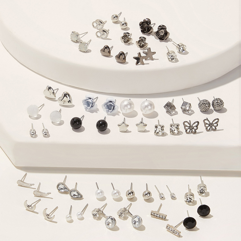 

Star & Faux Pearl Earrings 30pairs, Multicolor