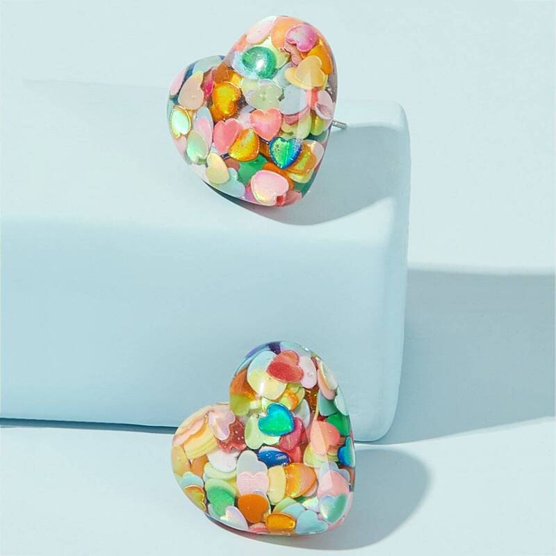 

Heart Shaped Earrings 1pair, Multicolor