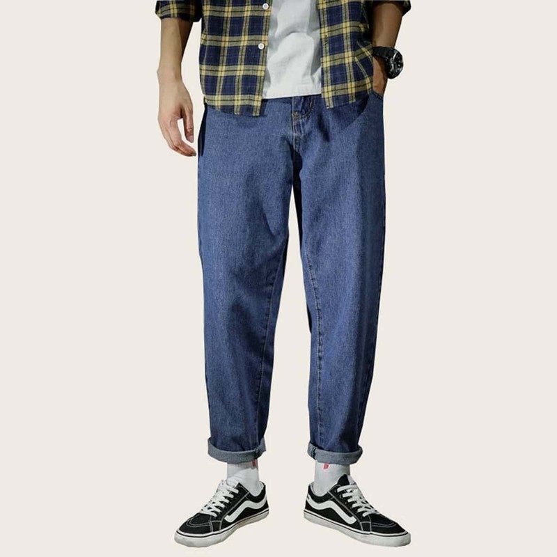 

Guys Button Fly Tapered Pocket Jeans, Blue