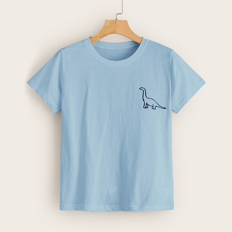 

Dinosaur Print Short Sleeve Tee, Blue pastel